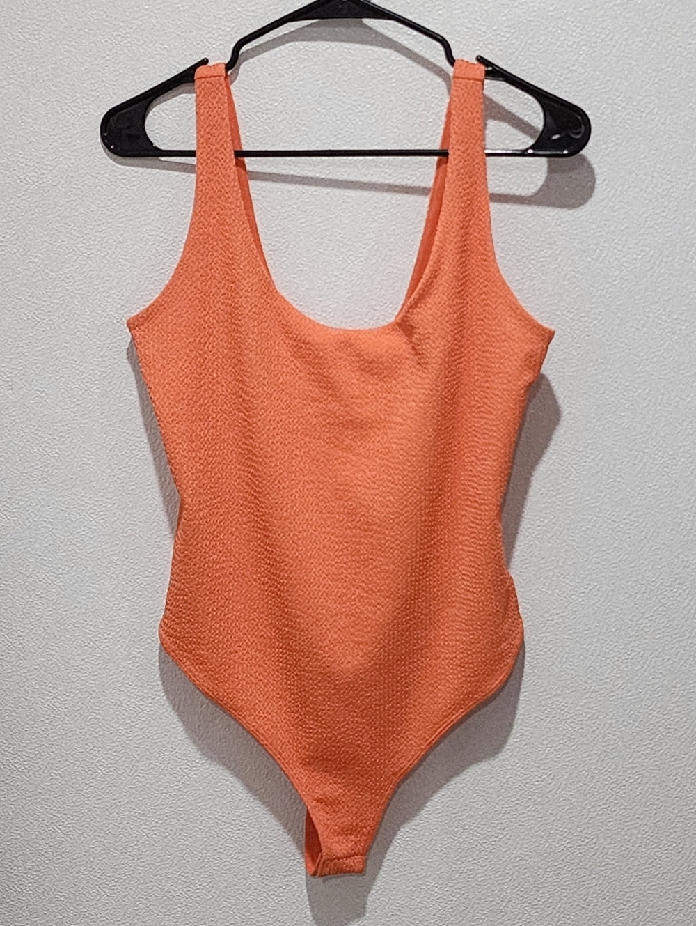 H&M Bodysuit Size Large Orange Tangerine Textured NWT